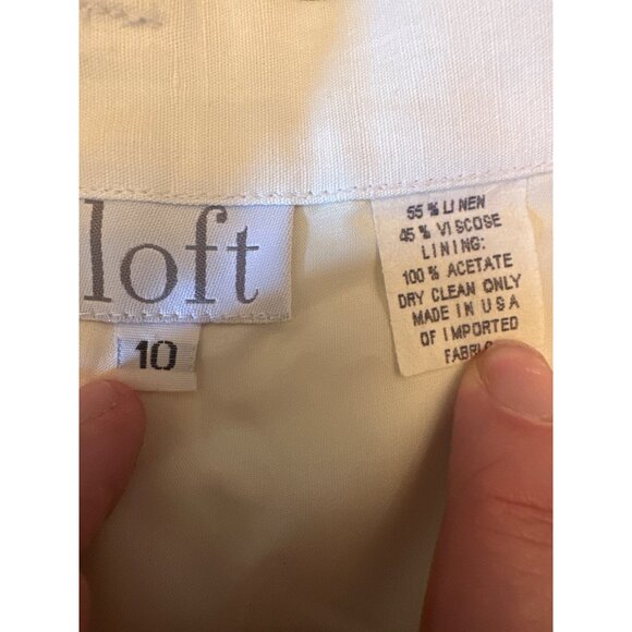 VIntage 90 Loft Ivory Linen Blend Trousers Size 10 High-Waisted Pleated Front - Picture 3 of 4